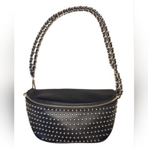Forever 21 Black and Gold Studded Fanny Pack
